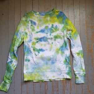 Tie Dye Crew Neck Sweat Shirt Blue Green